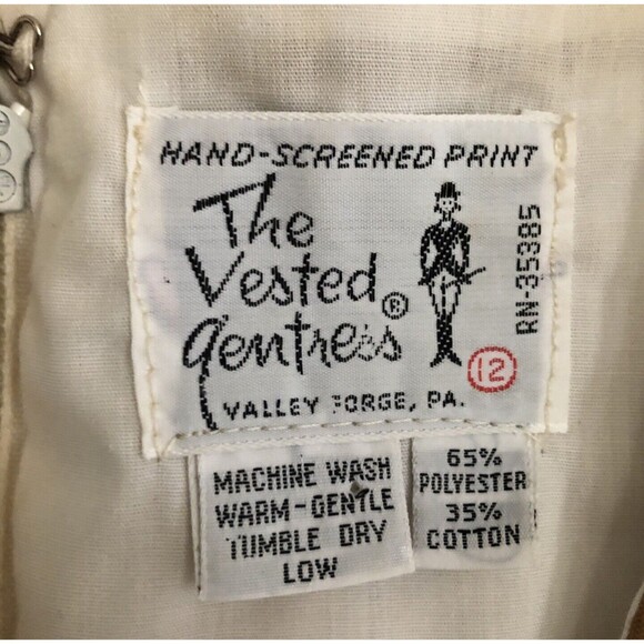 Vested Gentress Shift Dress Womens M 12 Sleeveless VTG Hand Screened Shell Print - Picture 4 of 15